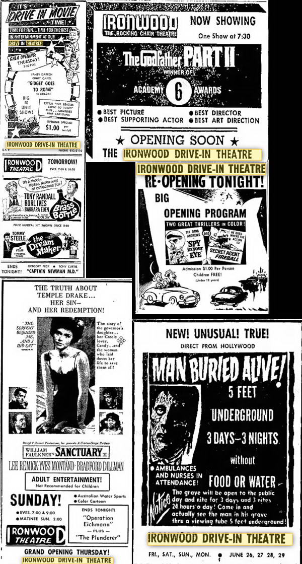 Ironwood Drive-In Theatre - VARIOUS ARTICLES